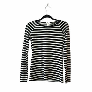 Juicy Couture Black & White Striped Velvet Zip Back Top Xsmall Women’s